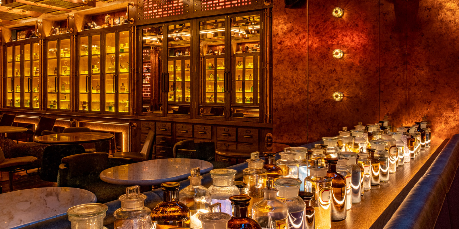 Multiple Glass Liquor Bottle on Table